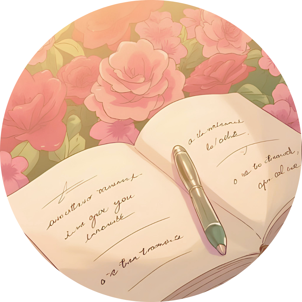 Carnet avec des fleurs et un stylo