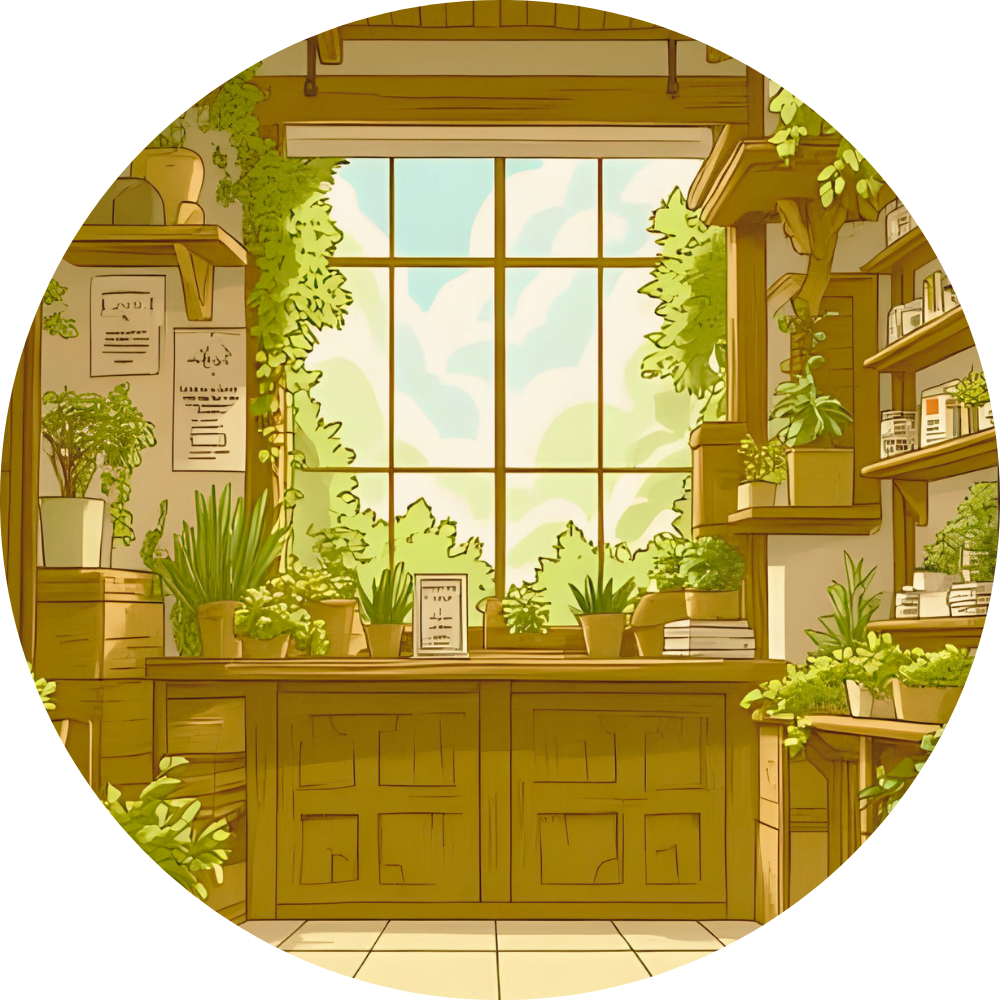 Image dessinée d'une herboristerie