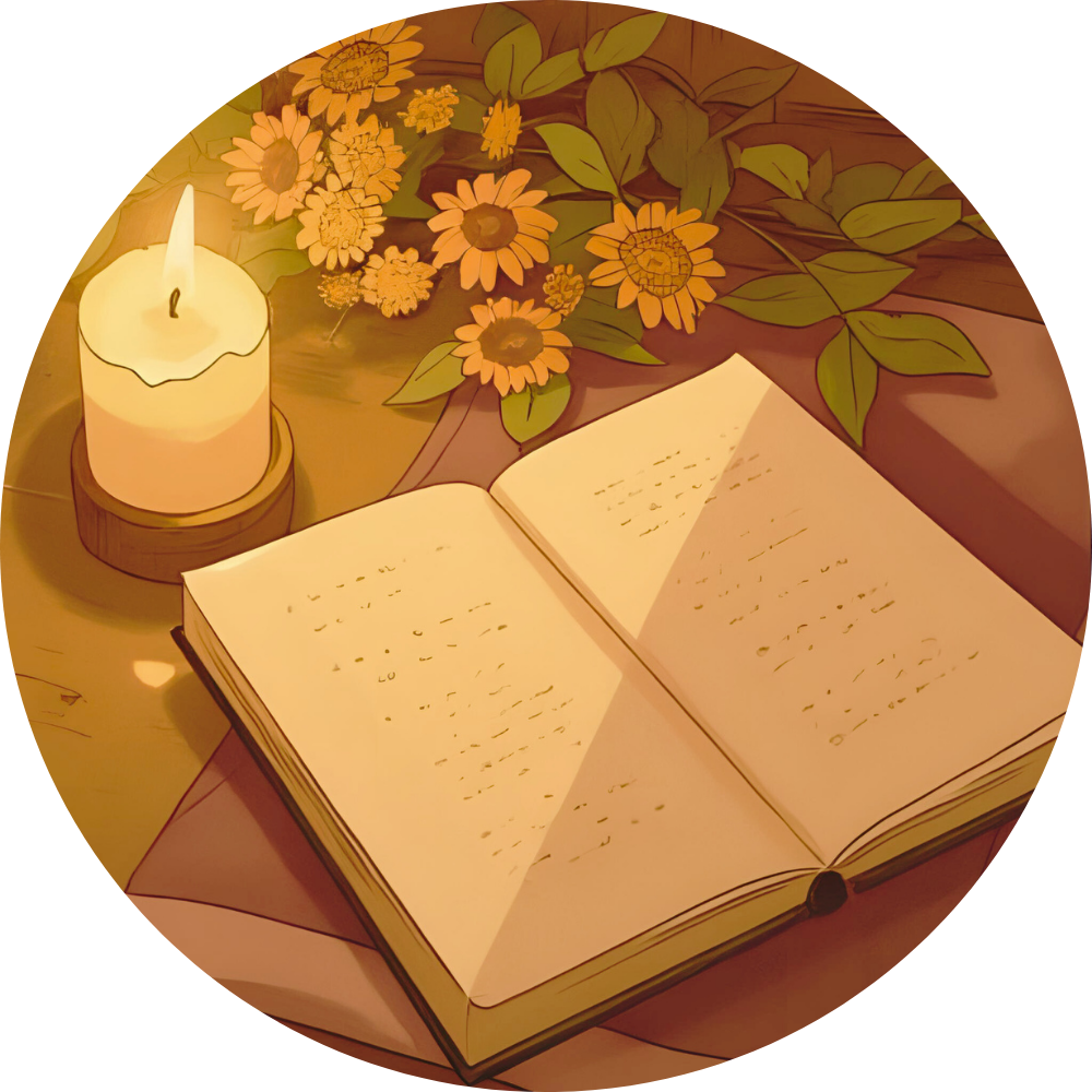 Image dessinée d'un livre et d'une bougie